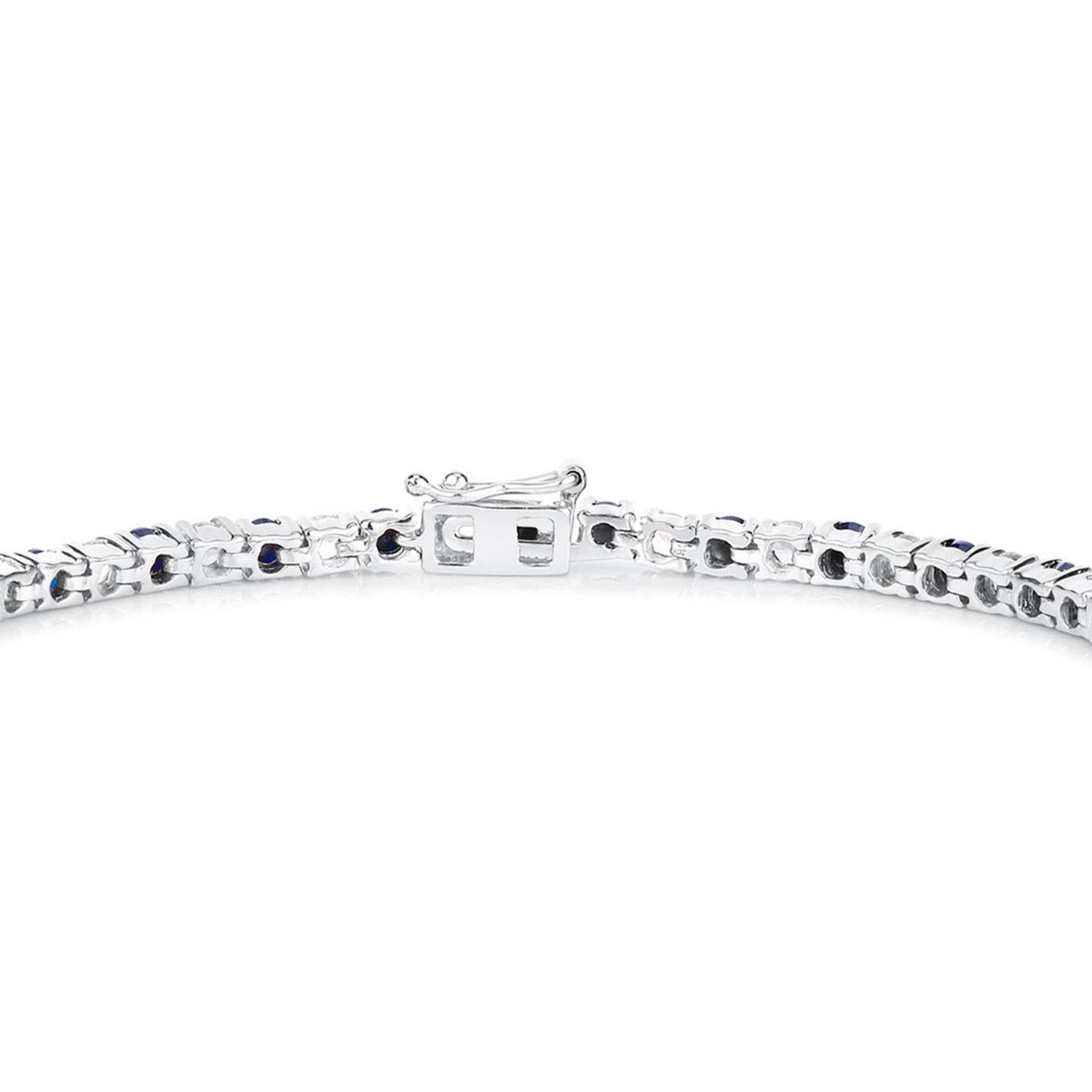 Blauer Saphir Armband Weißer Topas 6,86 Karat Sterling Silber im Zustand „Hervorragend“ im Angebot in Aliso Viejo, CA