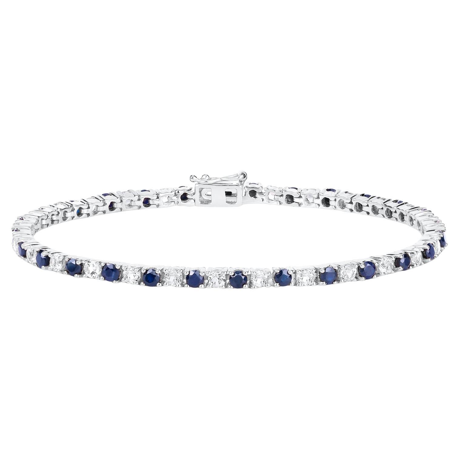 Bracciale Zaffiro Blu Topazio Bianco 6,86 Carati A. Silver