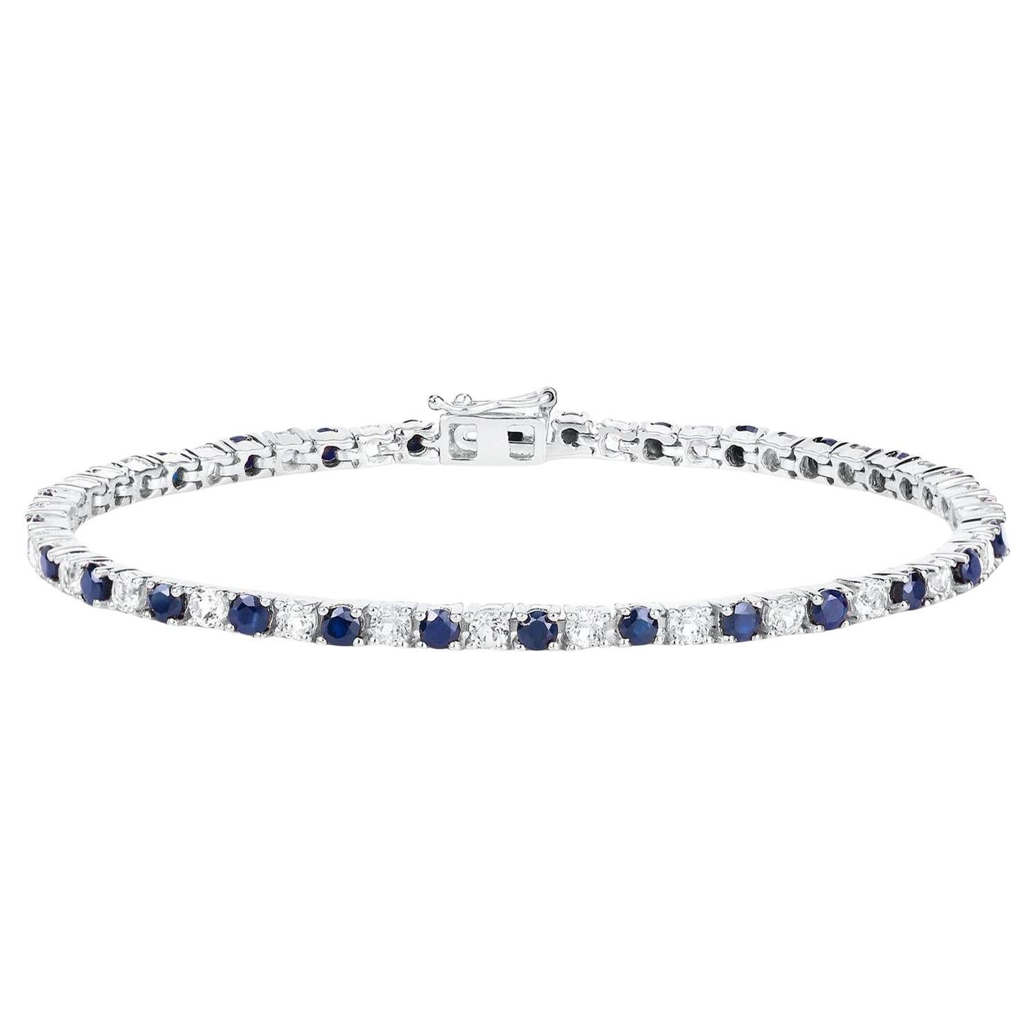 Bracciale Zaffiro Blu Topazio Bianco 6,86 Carati A. Silver