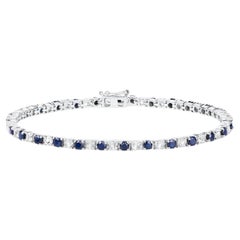 Bracciale Zaffiro Blu Topazio Bianco 6,86 Carati A. Silver