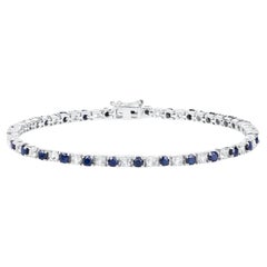 Blue Sapphire Bracelet White Topaz 6.86 Carats Sterling Silver