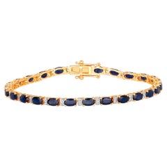 Bracciale con zaffiro blu e diamanti 5,84 carati in oro giallo 14K