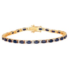 Bracciale con zaffiro blu e diamanti 5,84 carati in oro giallo 14K