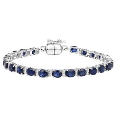 Pulsera Zafiro Azul con Topacio Blanco 8,38 Quilates Plata de Ley