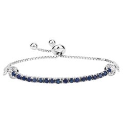 Blue Sapphire Bracelet With White Zircon 2.38 Carats Sterling Silver