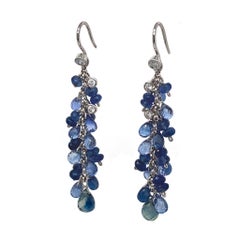 Pendientes de Verano Briolette Zafiro Azul en Oro de 18k