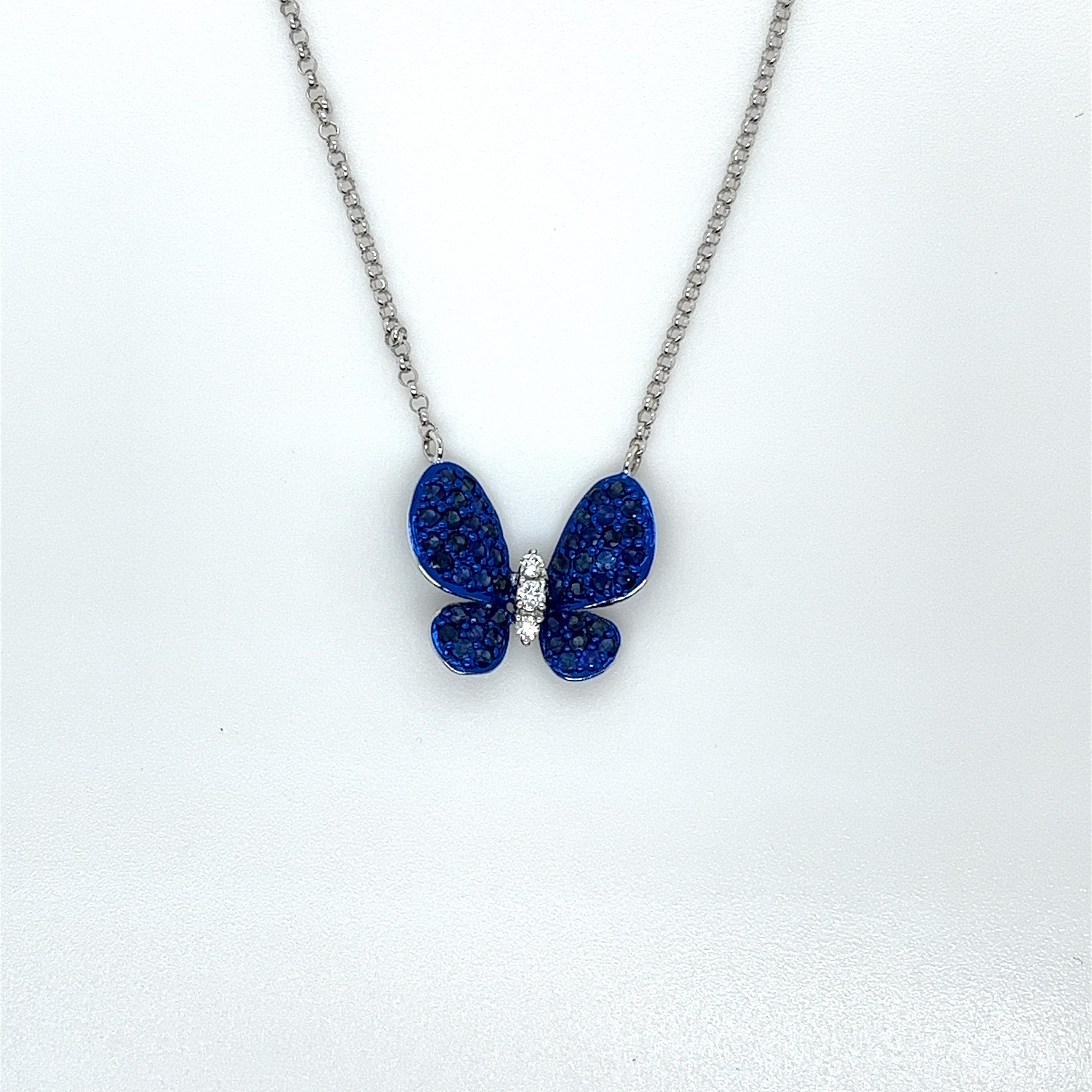butterfly necklace blue