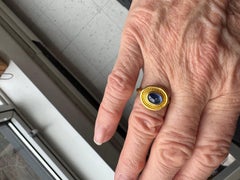 Blauer Saphir-Cabochon-Ring aus 22 Karat