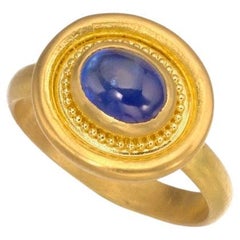 Blauer Saphir-Cabochon-Ring aus 22 Karat