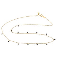 Collar De Cadena De Zafiro Azul En Oro Amarillo De 18k