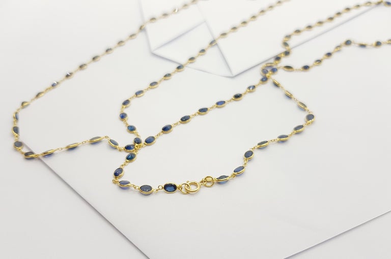 Blue Sapphire Chain Necklace Set In 18 Karat Gold Settings At 1stdibs