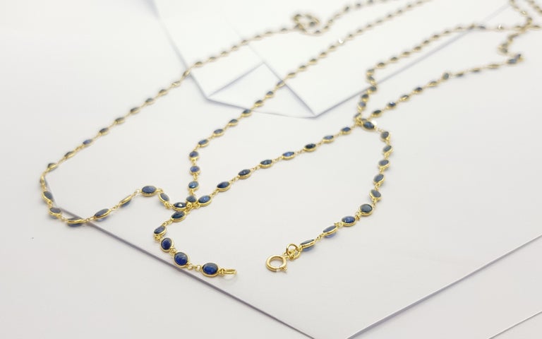 Blue Sapphire Chain Necklace Set In 18 Karat Gold Settings At 1stdibs
