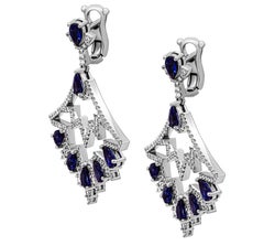 Blue Sapphire Chandelier Diamond Earrings