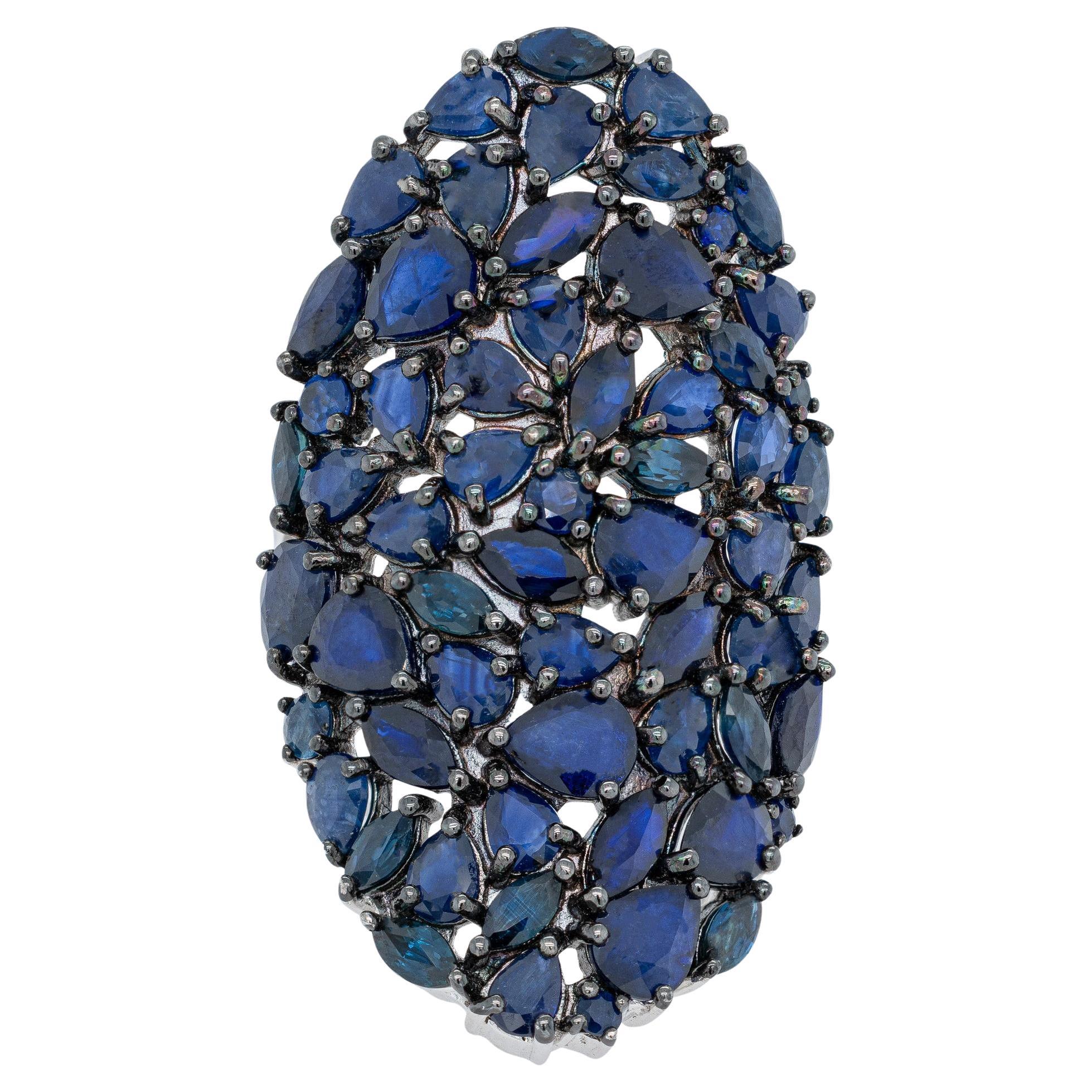 Bague grappe de saphirs bleus 9,2 carats