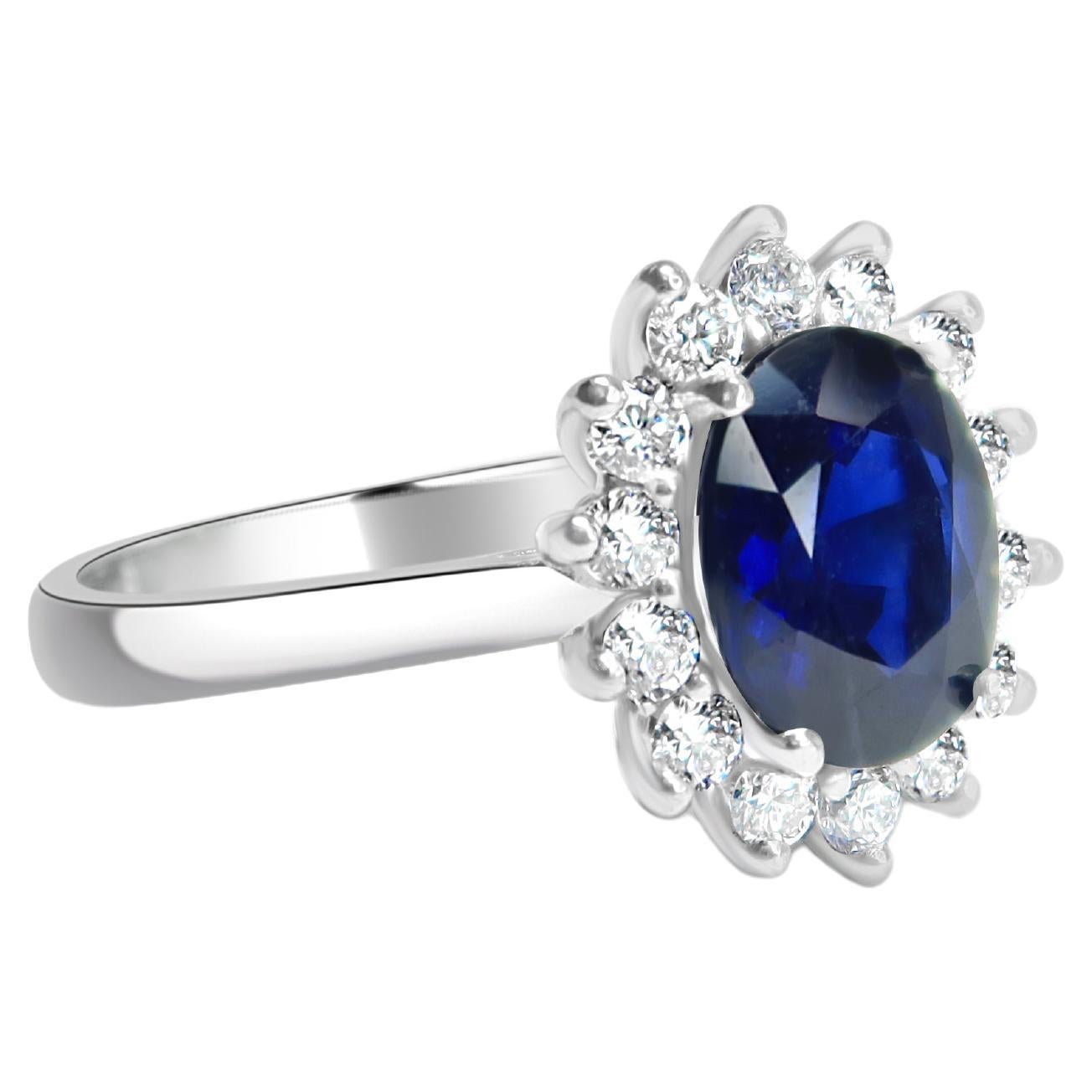 Blue Sapphire Cluster Ring Diana Ring