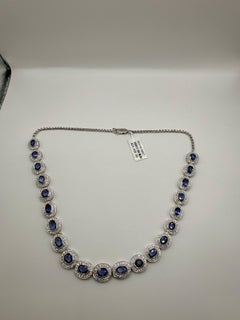 Collier cocktail saphir bleu or 18KT