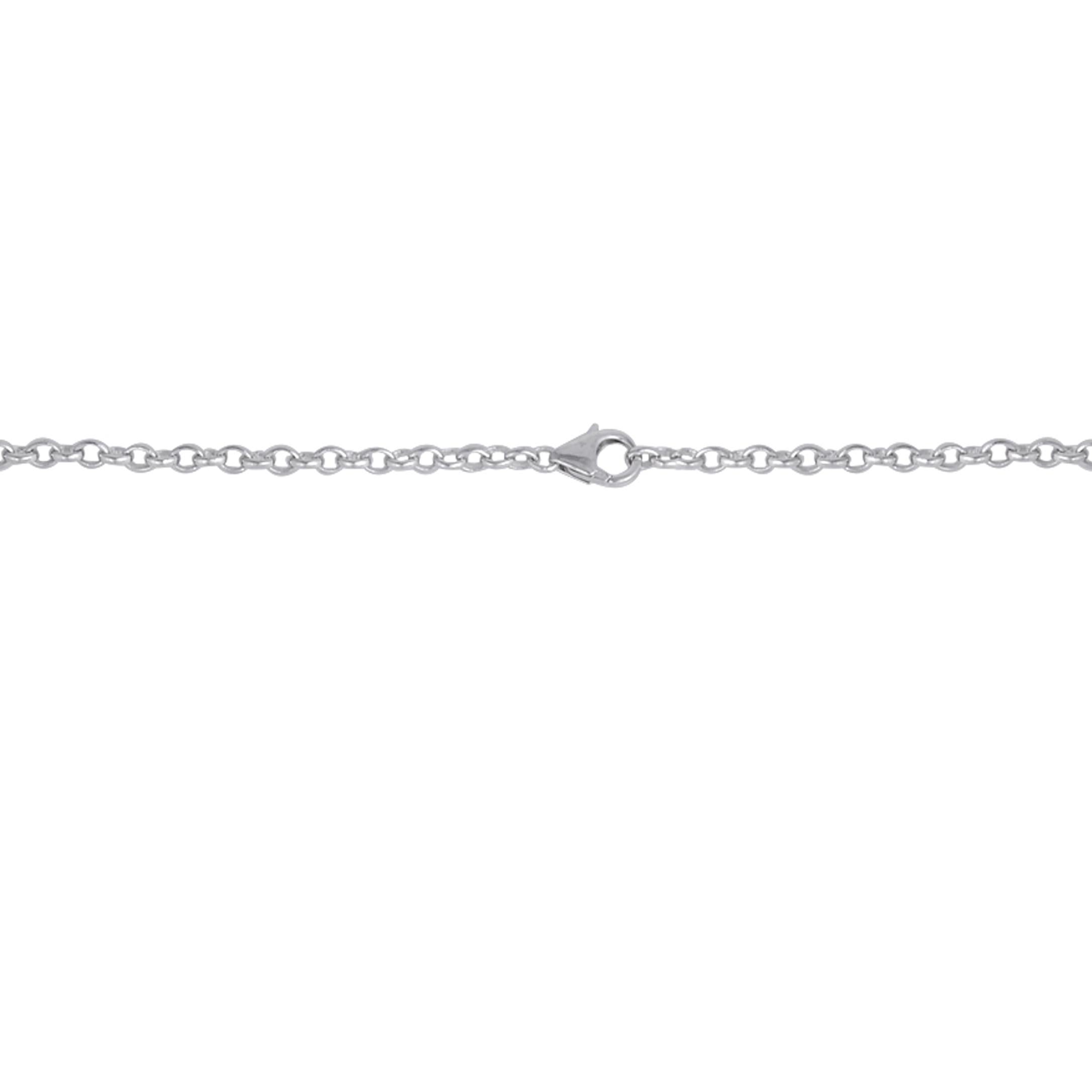Modern Blue Sapphire Crescent Moon Pendant Necklace Diamond 14 Karat White Gold Jewelry For Sale