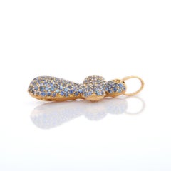 Blue Sapphire Cross Pendant in 18K Yellow Gold with Diamonds