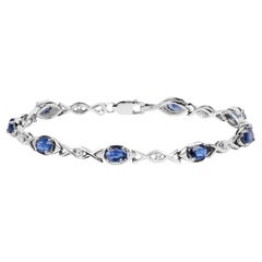 Bracelet croisé saphir bleu Topaze blanche 4,48 carats A Silver