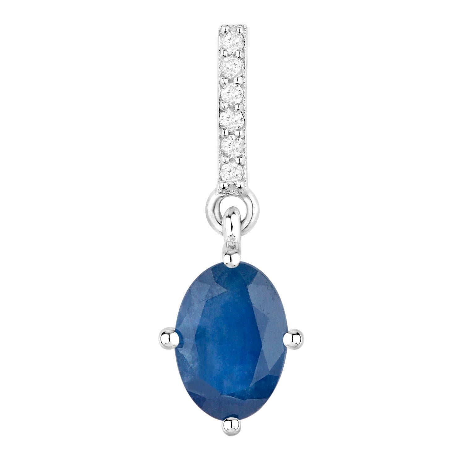 Oval Cut Blue Sapphire Dangle Earrings Diamonds 1.96 Carats 10K White Gold For Sale