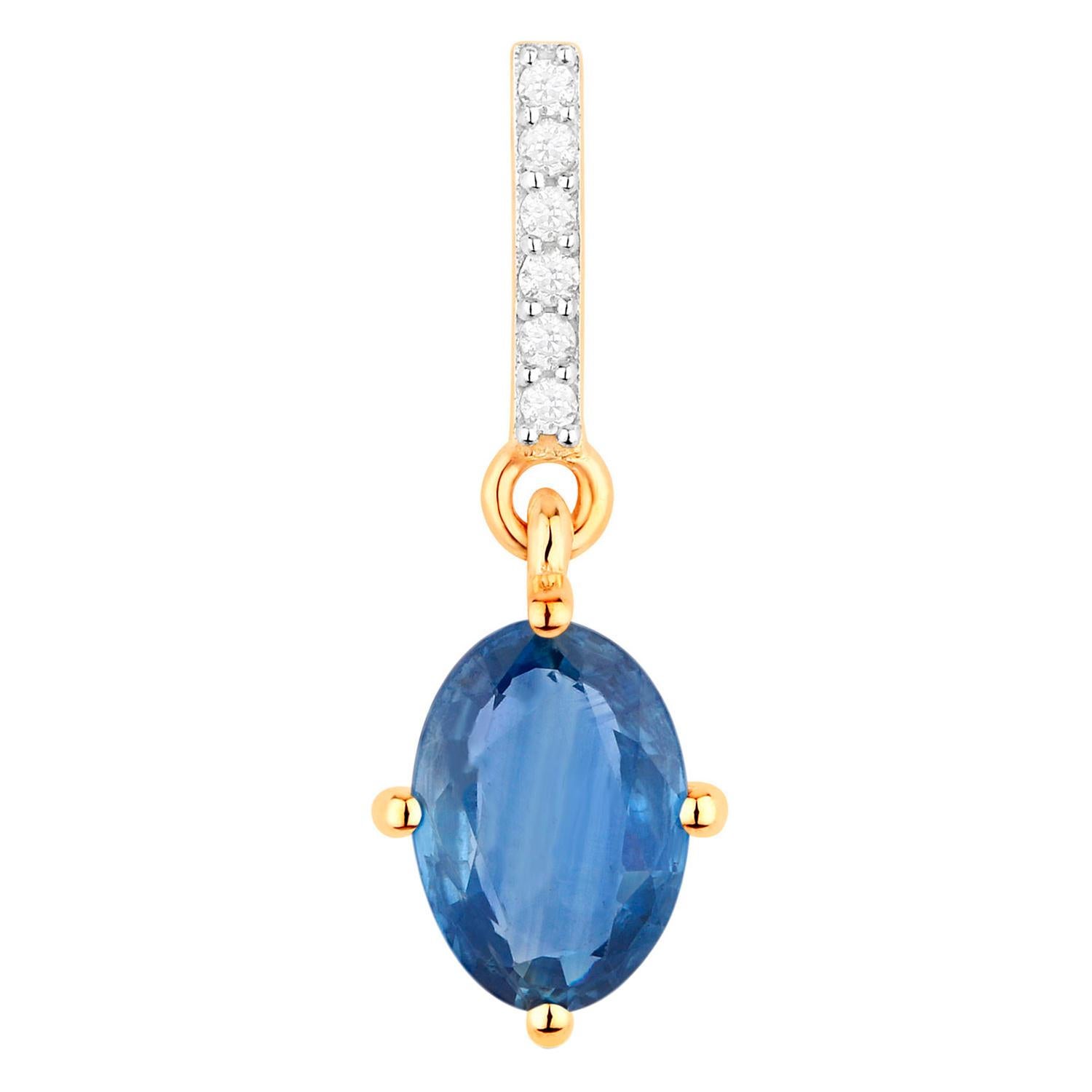 Oval Cut Blue Sapphire Dangle Earrings Diamonds 1.96 Carats 10K Yellow Gold For Sale
