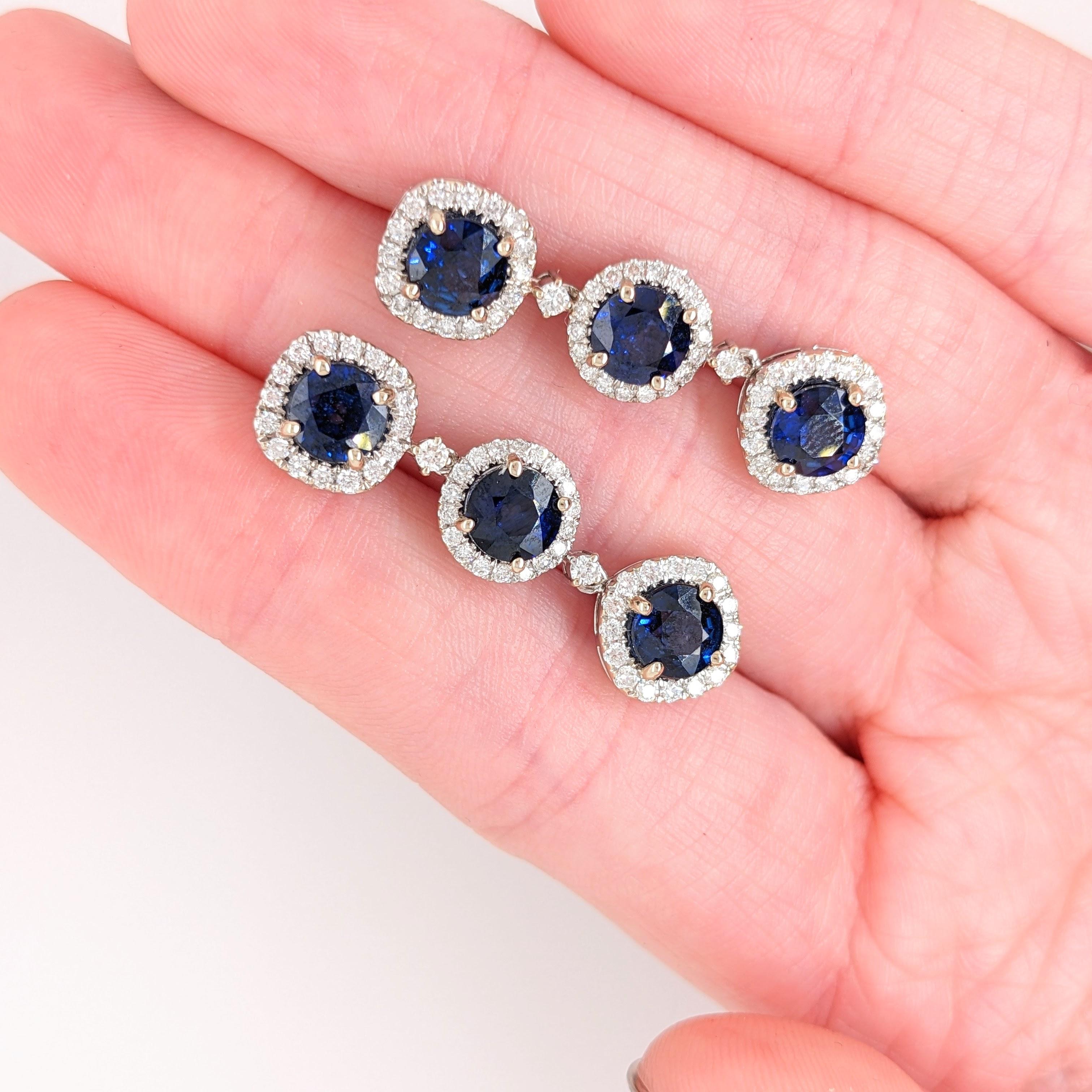 Ohrhänger mit blauen Saphiren aus 14 Karat Gold mit natürlichen Diamant-Akzenten im Zustand „Neu“ im Angebot in Columbus, OH