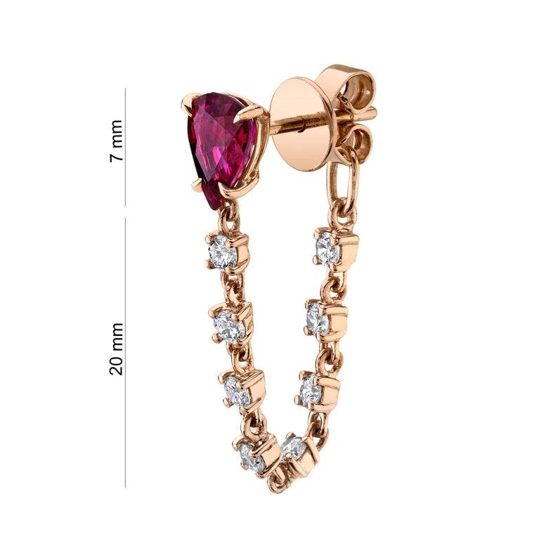 Mixed Cut Blue Sapphire Diamond 14 Karat Gold Chain Loop Earrings For Sale