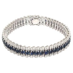 Pulsera tipo «tenis» de oro blanco de 14K con zafiro azul de 8,25 ct y diamantes
