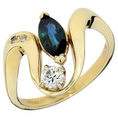 Blue Sapphire & Diamond 14K Ring