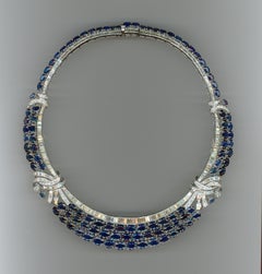 Blue Sapphire Diamond 18 Carat Gold Necklace