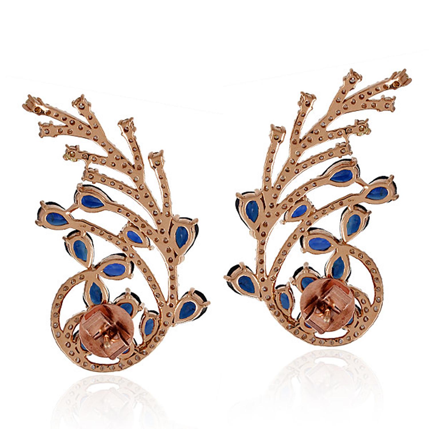These ear climbers are handmade in 18-karat gold and beautifully detailed with 9.39 carats of blue sapphire & 2.26 carats of sparkling diamonds. Show off their unique style by sweeping your hair back.

FOLLOW  MEGHNA JEWELS storefront to view the