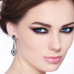 Pendientes Zafiro Azul Diamante Oro 18 Kilates