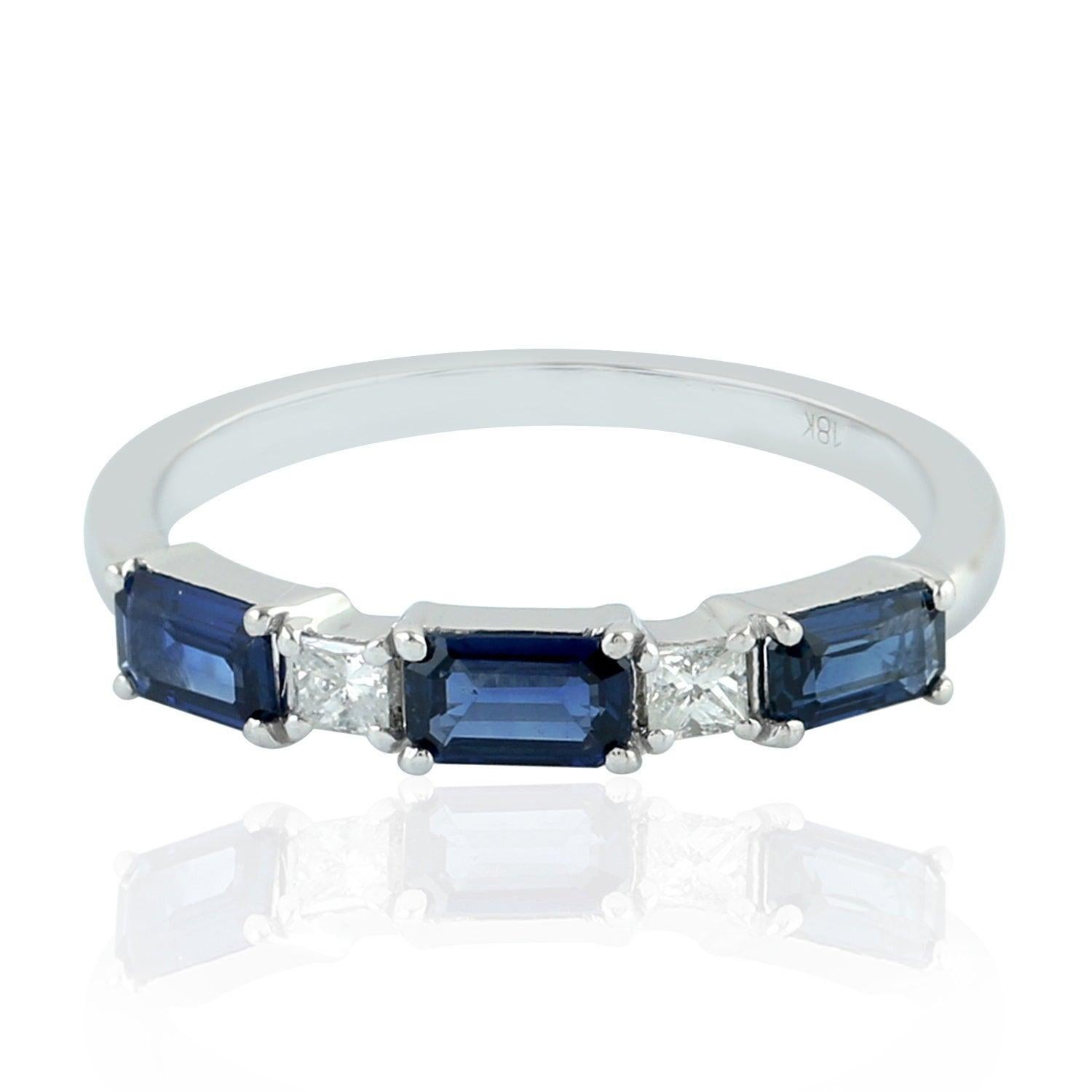 For Sale:  Blue Sapphire Diamond 18 Karat Gold 3