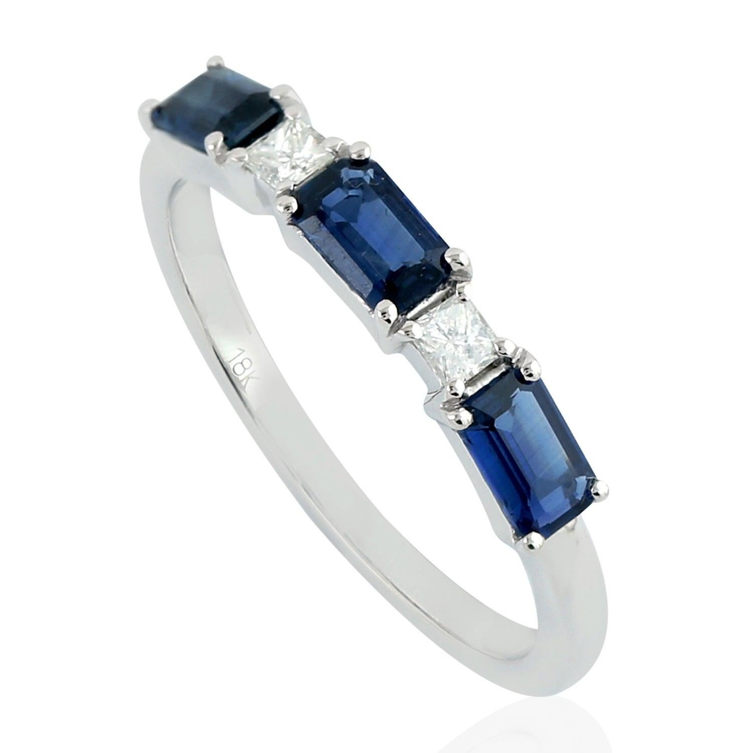 For Sale:  Blue Sapphire Diamond 18 Karat Gold 4