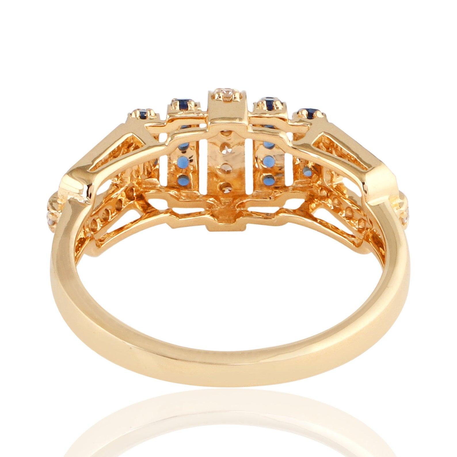 For Sale:  Blue Sapphire Diamond 18 Karat Gold Ring 2