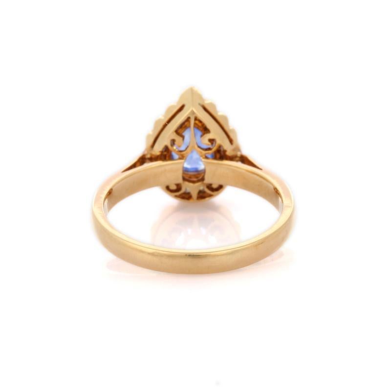 Mixed Cut Blue Sapphire Diamond 18 Karat Gold Ring For Sale