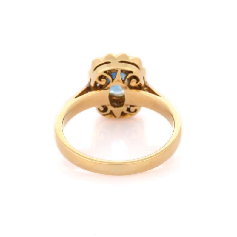 Blue Sapphire Diamond 18 Karat Gold Ring For Sale 1
