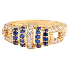 Blue Sapphire Diamond 18 Karat Gold Ring