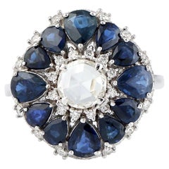Blue Sapphire Diamond 18 Karat Gold Ring