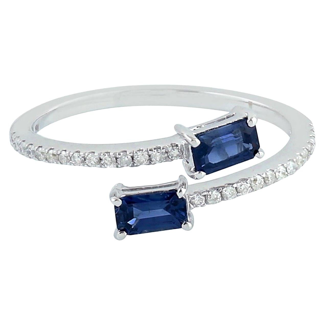 For Sale:  Blue Sapphire Diamond 18 Karat Gold Ring