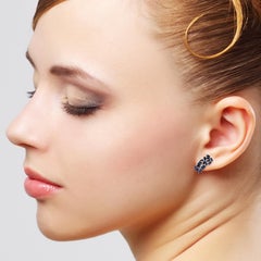 Blue Sapphire Diamond 18 Karat Gold Stud Earrings