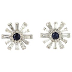 Blue Sapphire Diamond 18 Karat Gold Stud Earrings