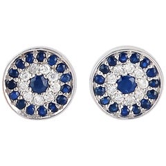 Blue Sapphire Diamond 18 Karat Gold Stud Earrings