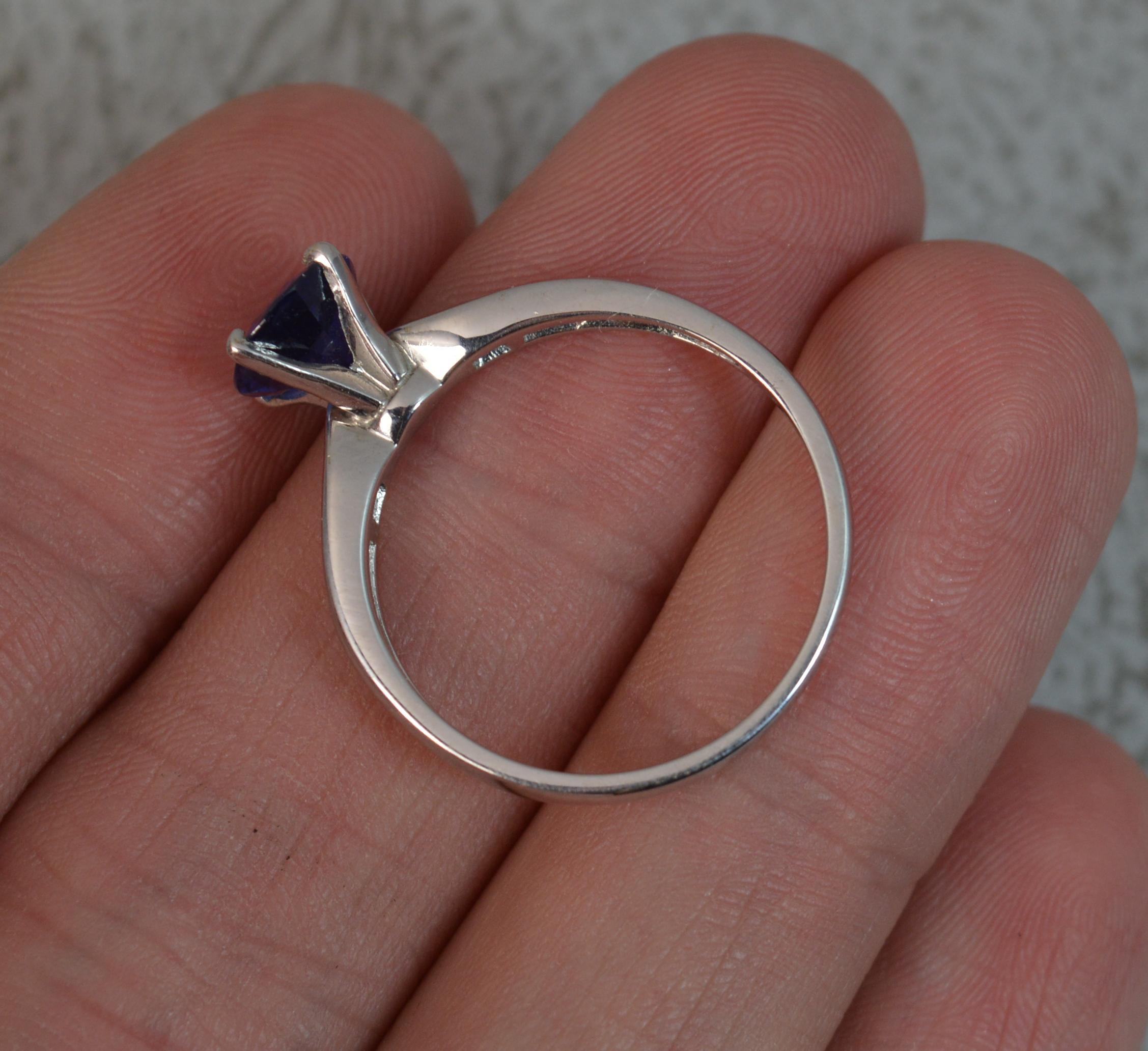 Oval Cut Blue Sapphire Diamond 18 Carat White Gold Engagement Ring