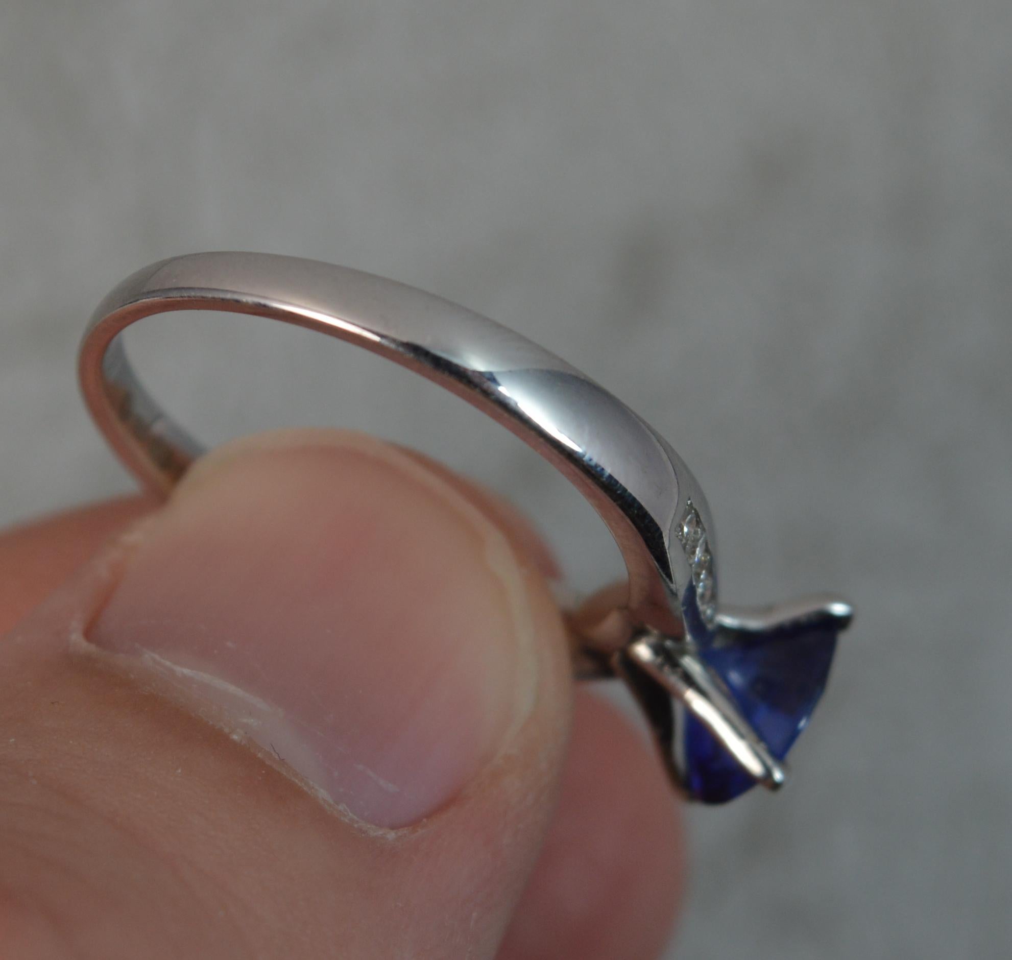 Blue Sapphire Diamond 18 Carat White Gold Engagement Ring 1