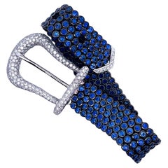 Bracciale con fibbia in oro bianco 18 carati con zaffiro blu e diamanti
