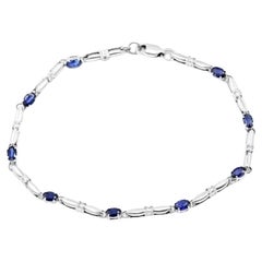 Armband aus 14 Karat Weißgold mit blauem Saphir und Diamant
