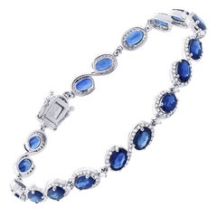 Blue Sapphire Diamond Bracelet 18 Karat White Gold Blue Sapphire Diamond Bracelet 18 Karat White Gold
