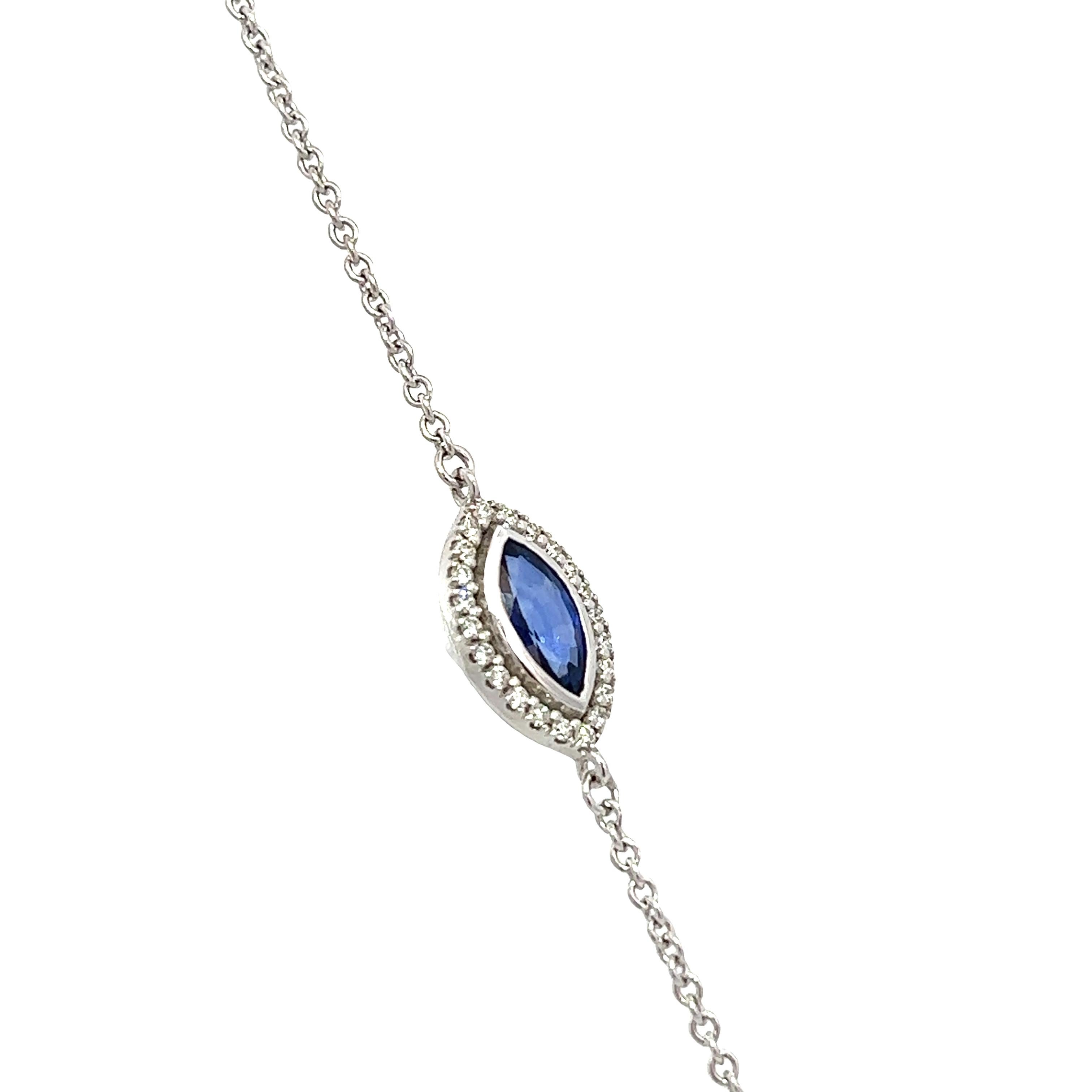Aesthetic Movement Blue Sapphire & Diamond Bracelet set in 14k For Sale