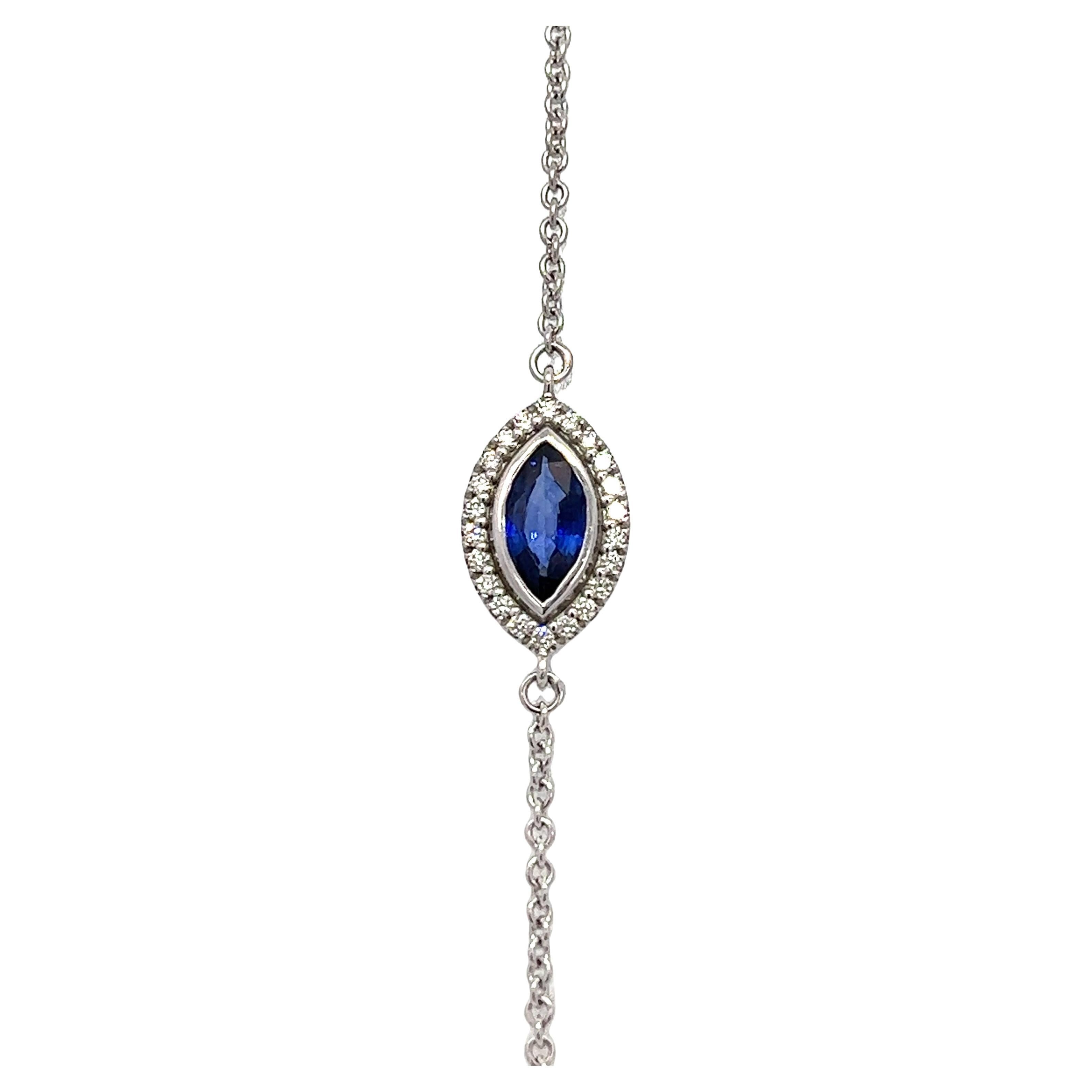 Blue Sapphire & Diamond Bracelet set in 14k